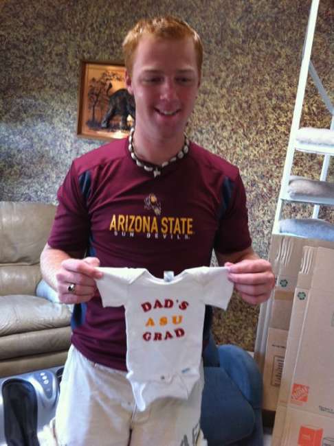 When Preston was born, he was very sick.  He was flown to U of A so Greg got him special attire.